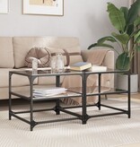 VidaXL Salontafels 2 st met zwart glazen blad 50x50x45 cm staal