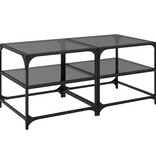 VidaXL Salontafels 2 st met zwart glazen blad 50x50x45 cm staal