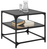 VidaXL Salontafels 2 st met zwart glazen blad 50x50x45 cm staal