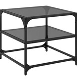 VidaXL Salontafels 2 st met zwart glazen blad 50x50x45 cm staal