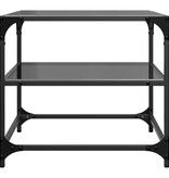VidaXL Salontafels 2 st met zwart glazen blad 50x50x45 cm staal