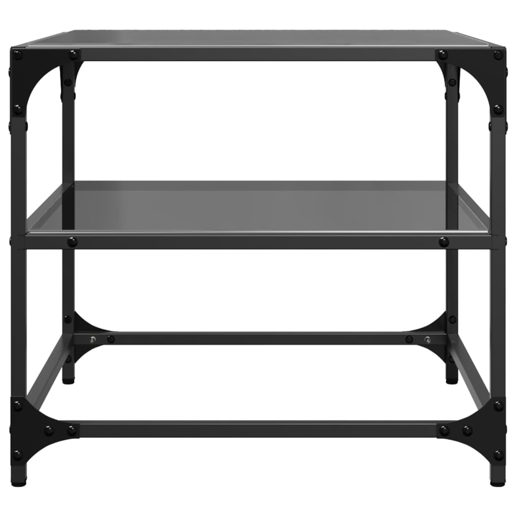 VidaXL Salontafels 2 st met zwart glazen blad 50x50x45 cm staal