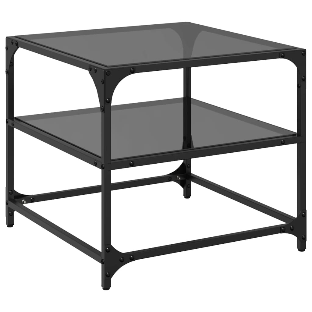 VidaXL Salontafel met zwart glazen blad 50x50x45 cm staal