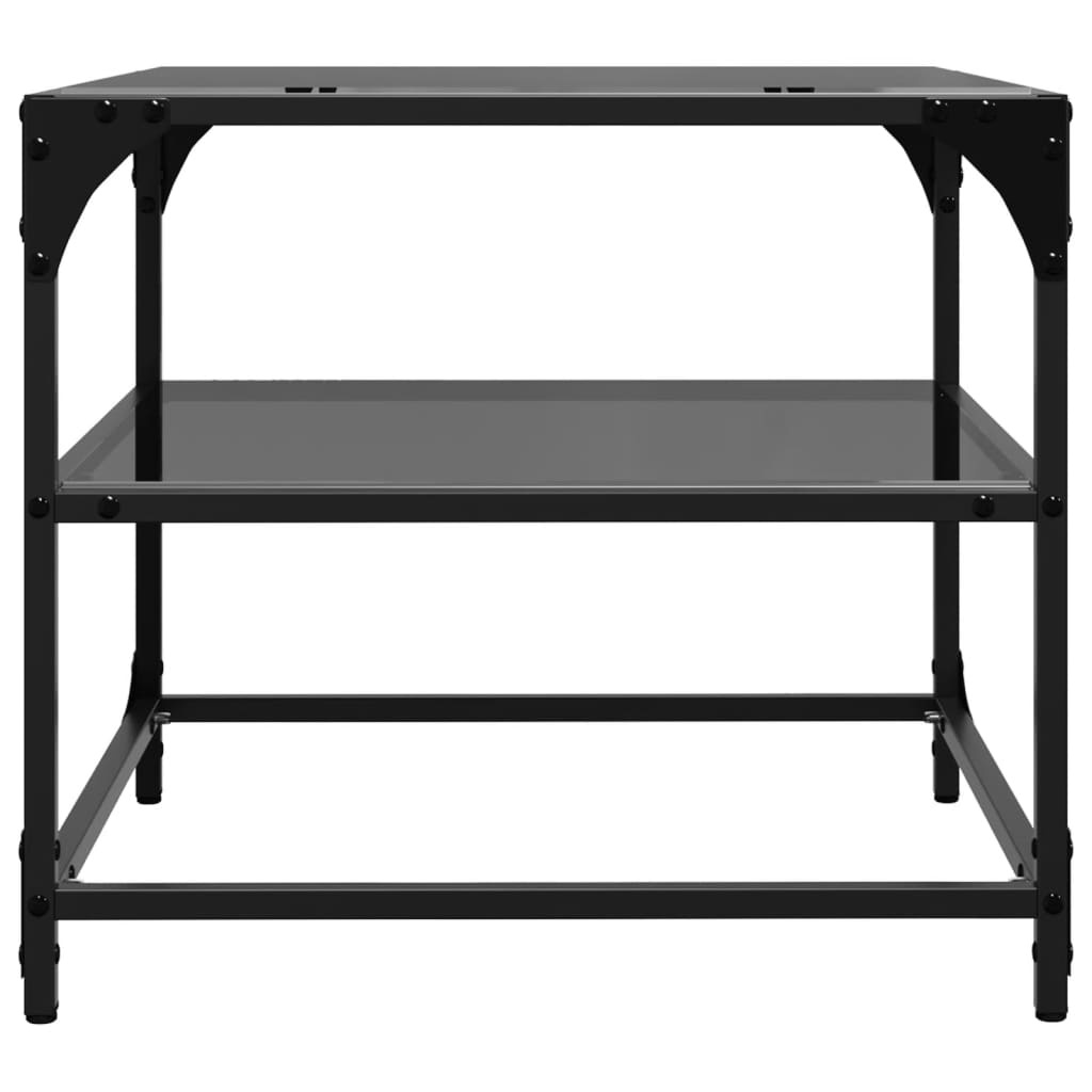 VidaXL Salontafel met zwart glazen blad 50x50x45 cm staal