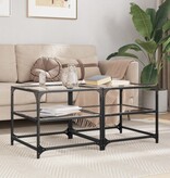 VidaXL Salontafels 2 st met transparant glazen blad 50x50x45 cm staal