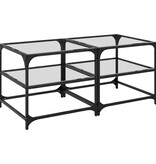 VidaXL Salontafels 2 st met transparant glazen blad 50x50x45 cm staal