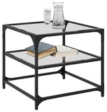 VidaXL Salontafels 2 st met transparant glazen blad 50x50x45 cm staal