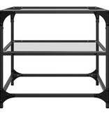 VidaXL Salontafels 2 st met transparant glazen blad 50x50x45 cm staal