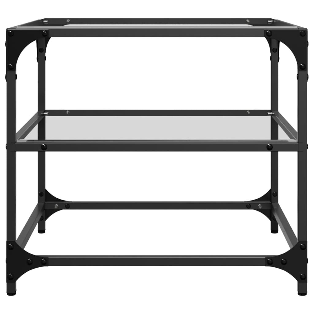 VidaXL Salontafels 2 st met transparant glazen blad 50x50x45 cm staal