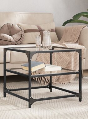 VidaXL Salontafel met transparant glazen blad 50x50x45 cm staal