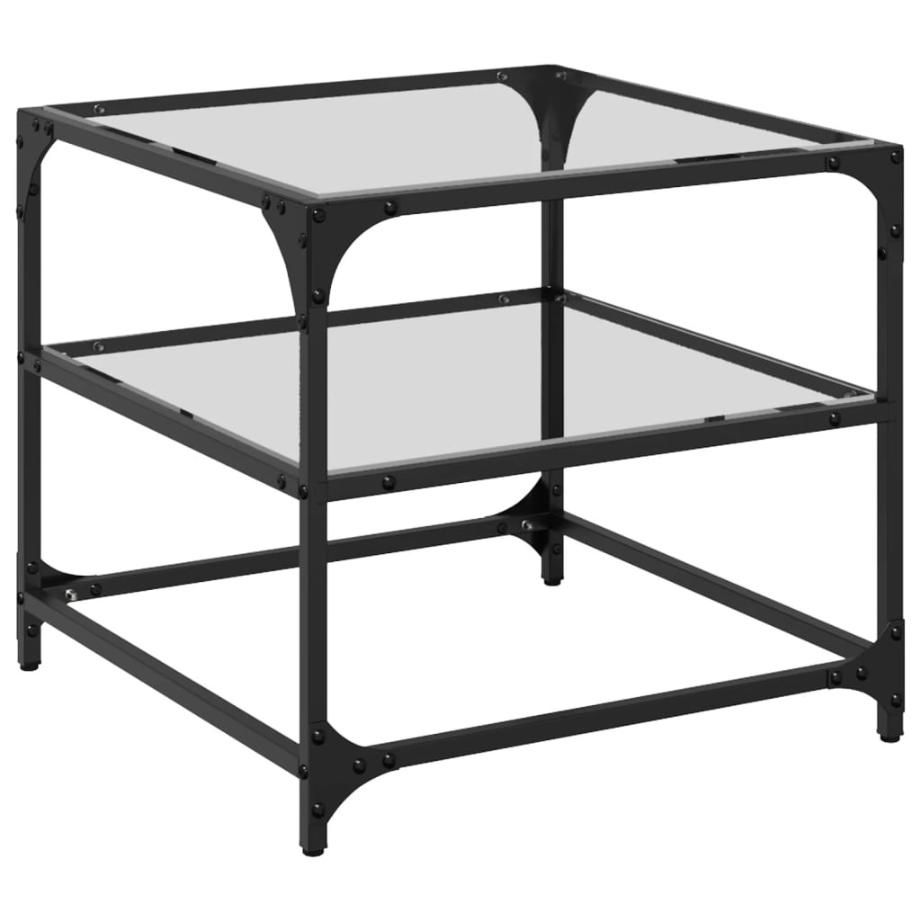 VidaXL Salontafel met transparant glazen blad 50x50x45 cm staal