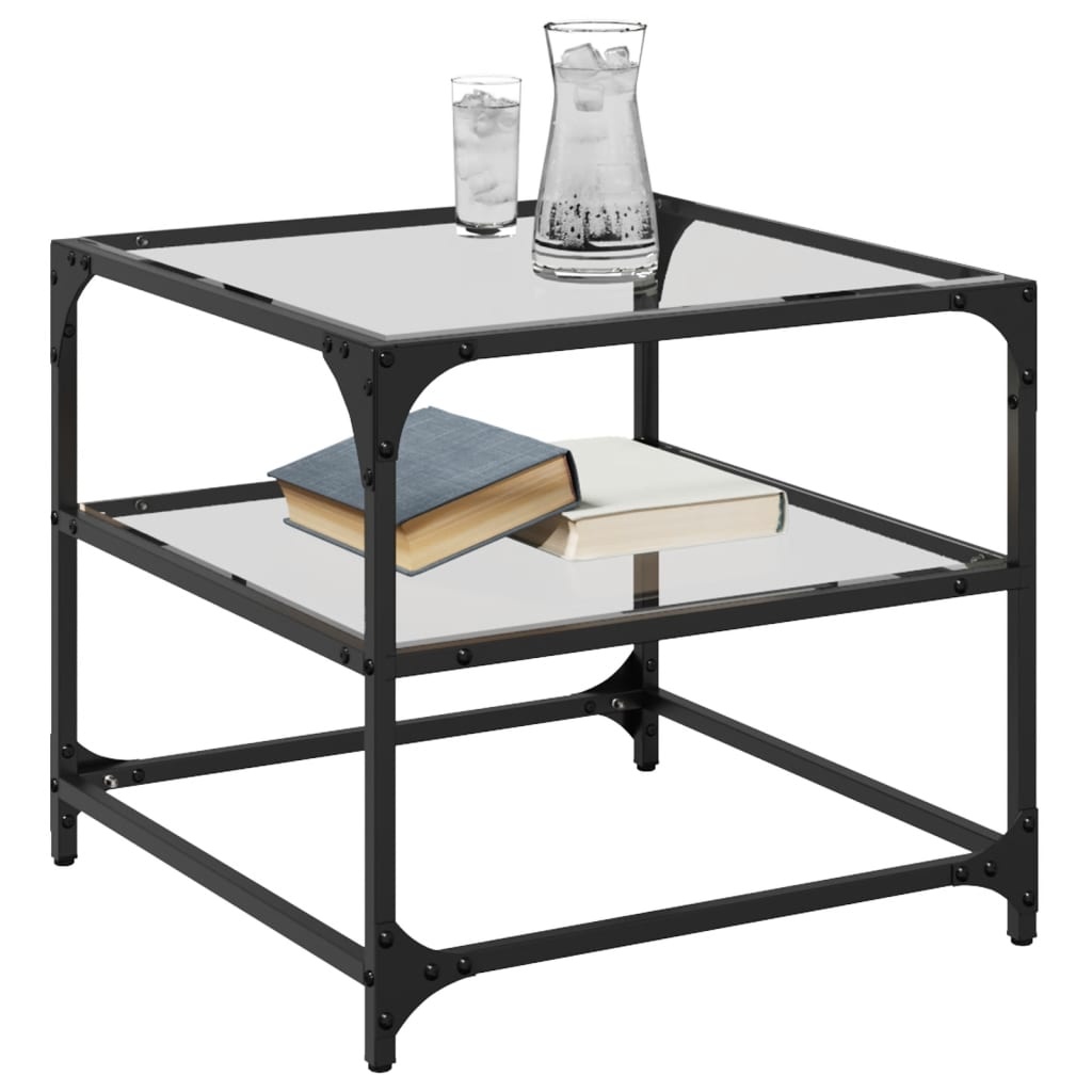 VidaXL Salontafel met transparant glazen blad 50x50x45 cm staal