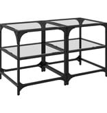 VidaXL Salontafels 2 st met transparant glazen blad 40x40x45 cm staal