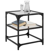 VidaXL Salontafels 2 st met transparant glazen blad 40x40x45 cm staal