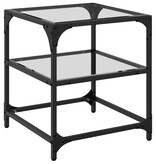 VidaXL Salontafels 2 st met transparant glazen blad 40x40x45 cm staal