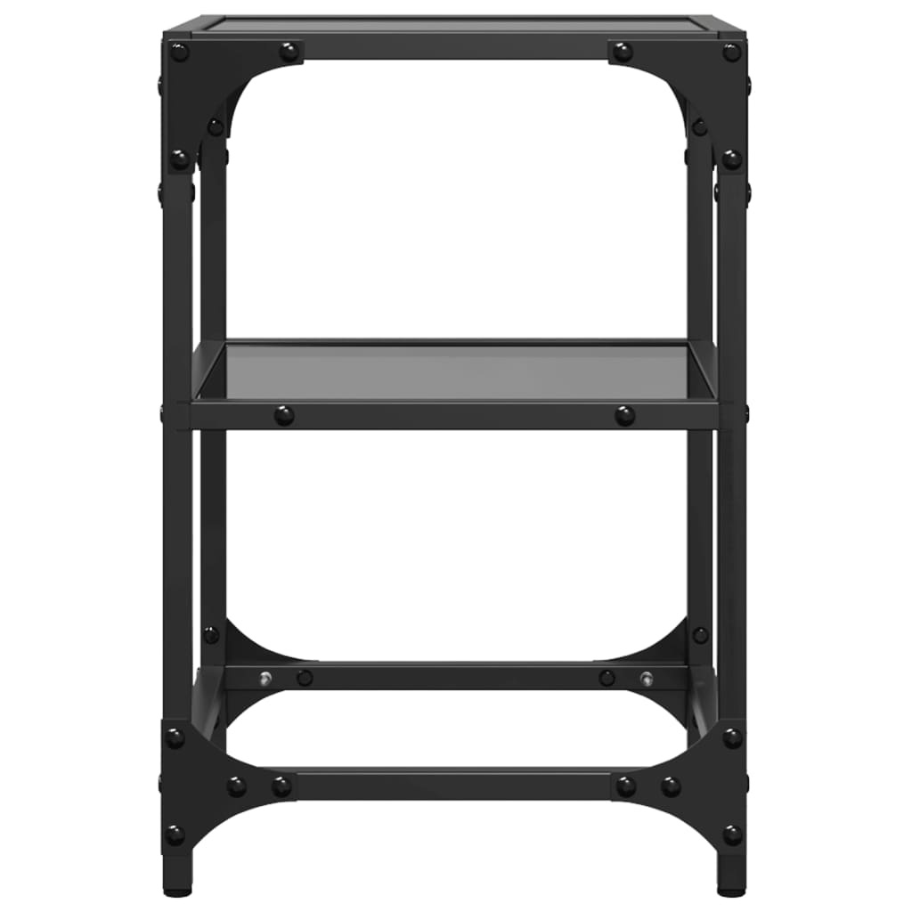 VidaXL Salontafels 2 st met zwart glazen blad 30x30x45 cm staal