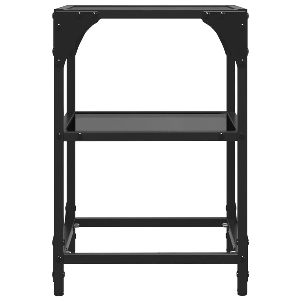VidaXL Salontafels 2 st met zwart glazen blad 30x30x45 cm staal