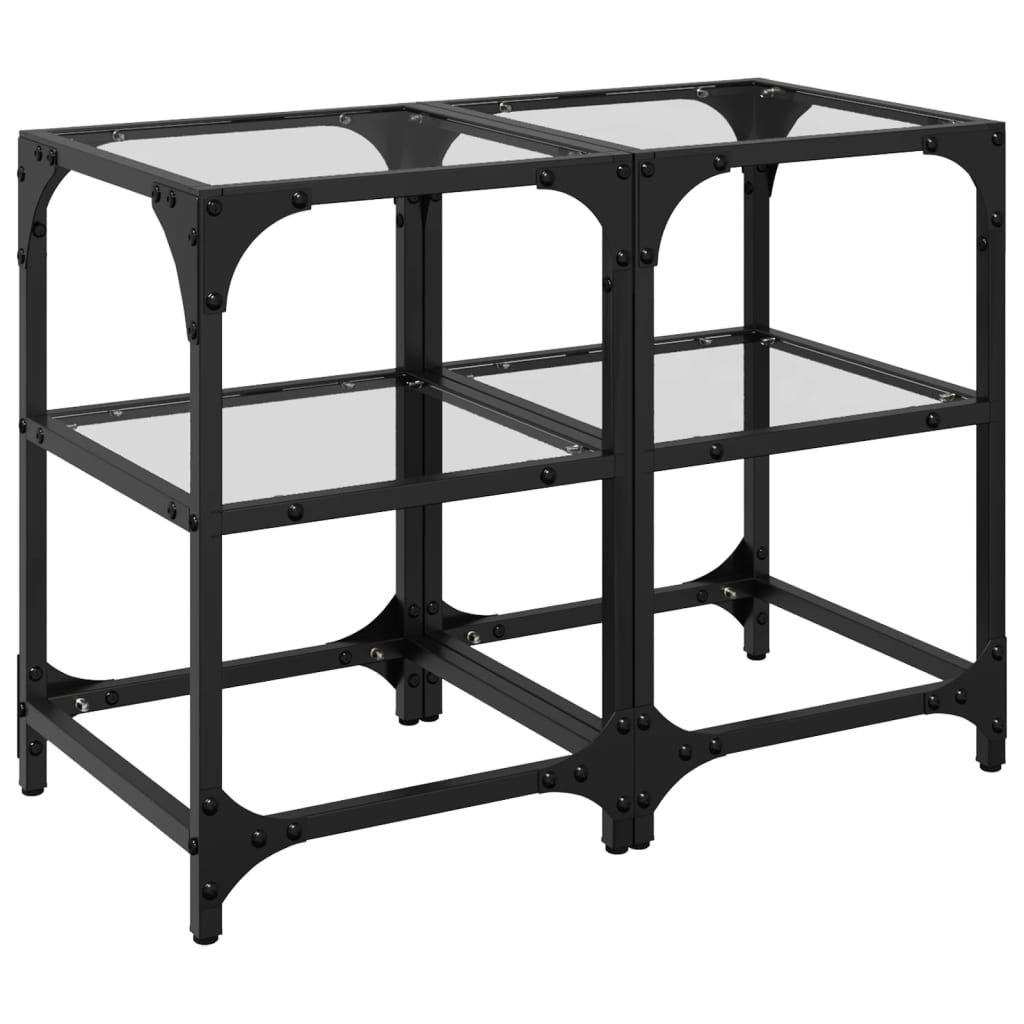 VidaXL Salontafels 2 st met transparant glazen blad 30x30x45 cm staal