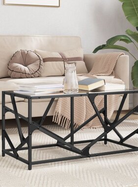 VidaXL Salontafel met zwart glazen blad 78,5x40x41 cm staal