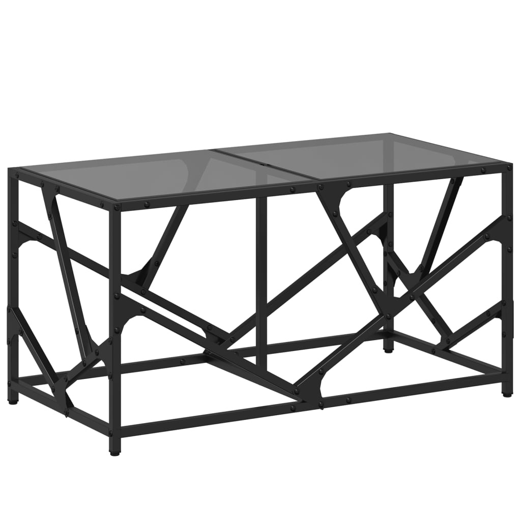 VidaXL Salontafel met zwart glazen blad 78,5x40x41 cm staal