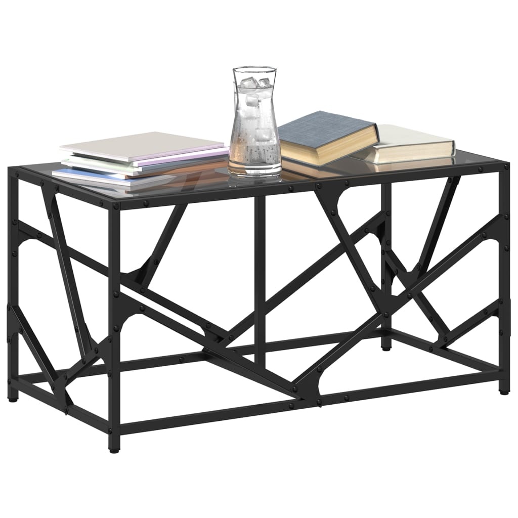 VidaXL Salontafel met zwart glazen blad 78,5x40x41 cm staal