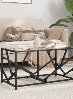 VidaXL Salontafel met transparant glazen blad 78,5x40x41 cm staal