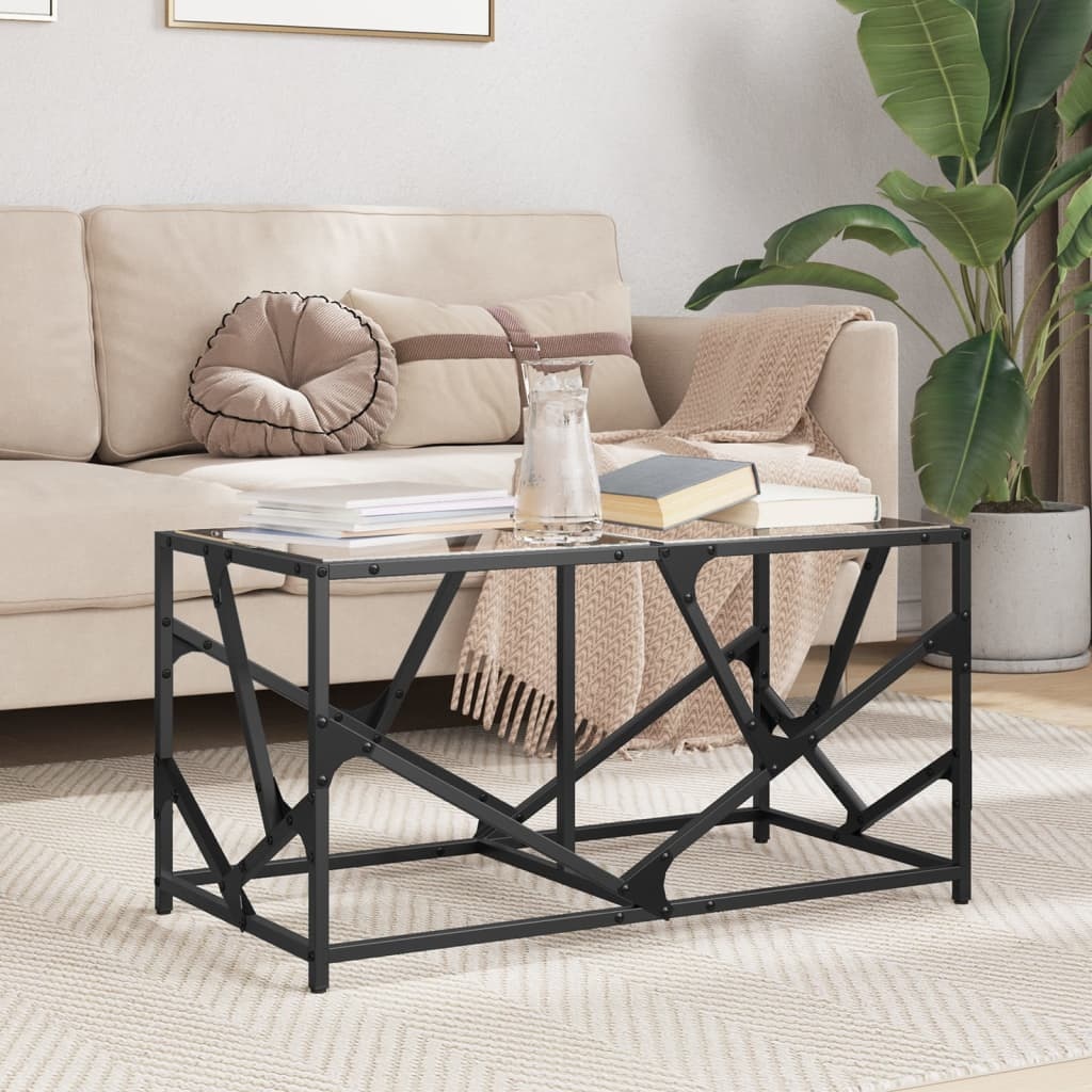 VidaXL Salontafel met transparant glazen blad 78,5x40x41 cm staal