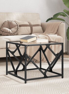 VidaXL Salontafel met transparant glazen blad 50x50x41 cm staal