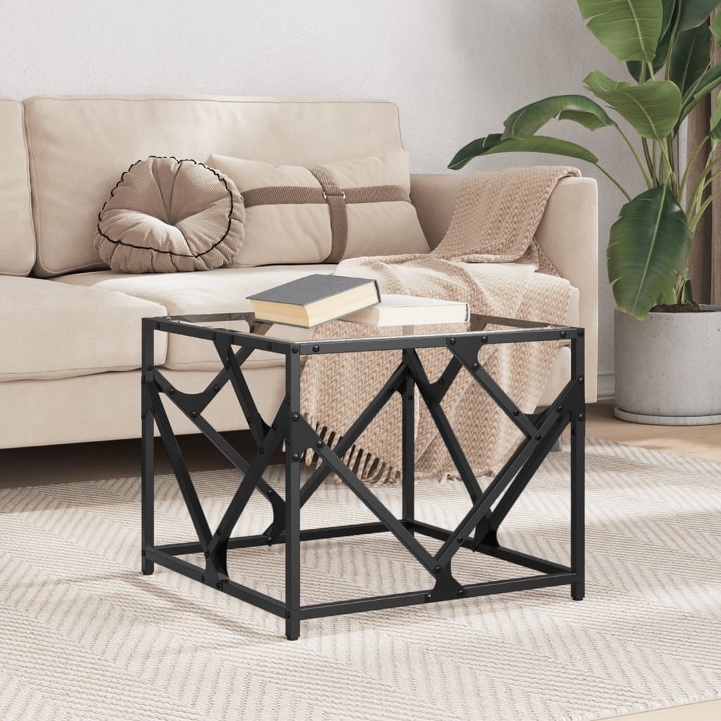 VidaXL Salontafel met transparant glazen blad 50x50x41 cm staal