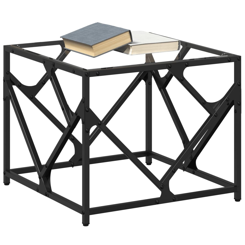 VidaXL Salontafel met transparant glazen blad 50x50x41 cm staal