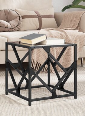 VidaXL Salontafel met zwart glazen blad 40x40x41 cm staal