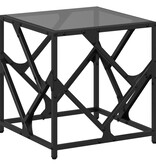 VidaXL Salontafel met zwart glazen blad 40x40x41 cm staal