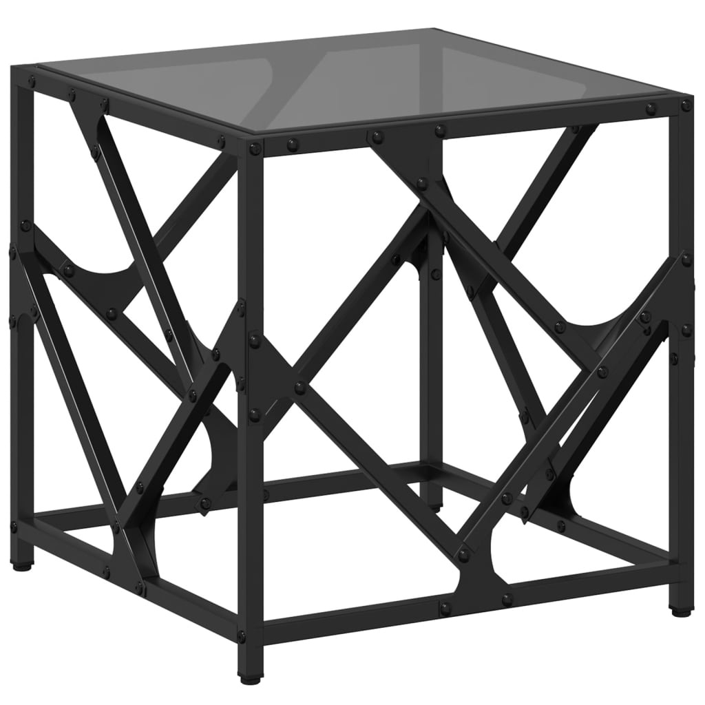VidaXL Salontafel met zwart glazen blad 40x40x41 cm staal