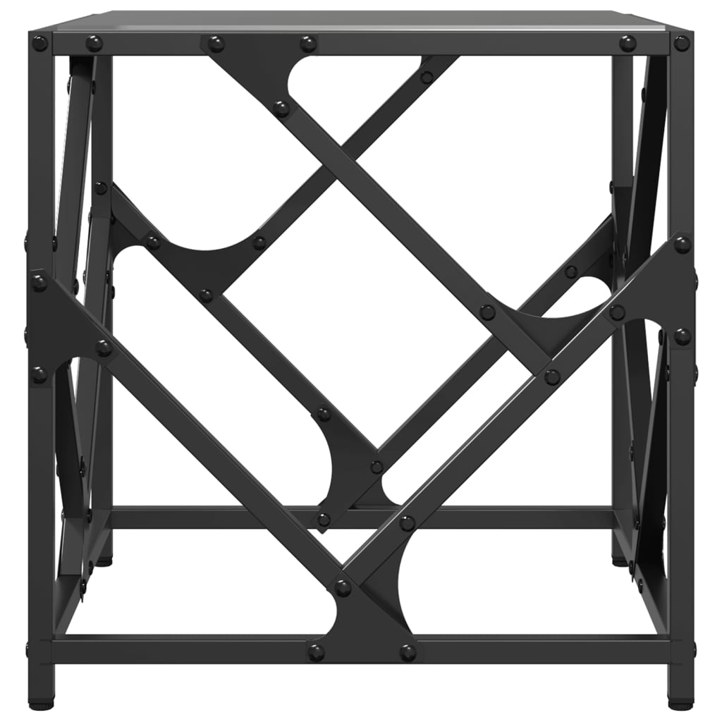 VidaXL Salontafel met zwart glazen blad 40x40x41 cm staal