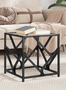 VidaXL Salontafel met transparant glazen blad 40x40x41 cm staal