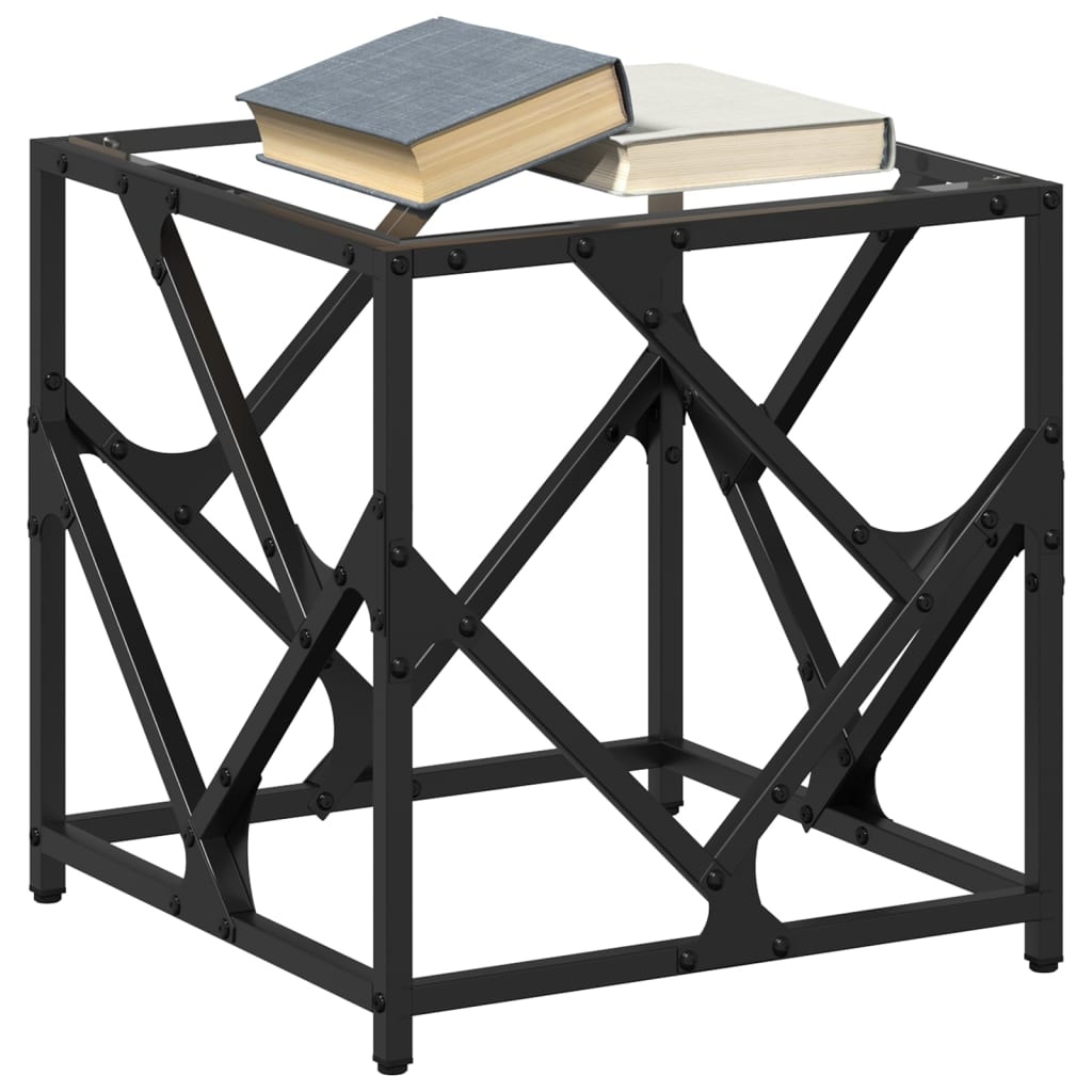 VidaXL Salontafel met transparant glazen blad 40x40x41 cm staal