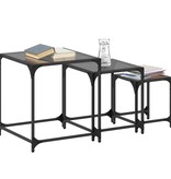 VidaXL 2-delige Tafeltjesset met transparant glazen blad staal