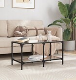 VidaXL Salontafel met zwart glazen blad 78,5x40x40 cm staal