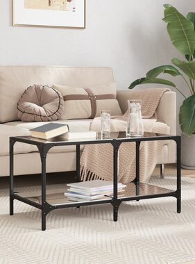 VidaXL Salontafel met zwart glazen blad 78,5x40x40 cm staal