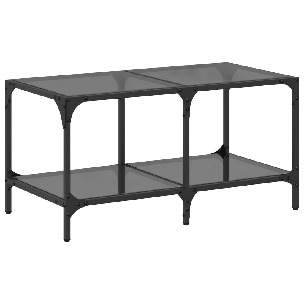 VidaXL Salontafel met zwart glazen blad 78,5x40x40 cm staal
