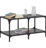 VidaXL Salontafel met zwart glazen blad 78,5x40x40 cm staal