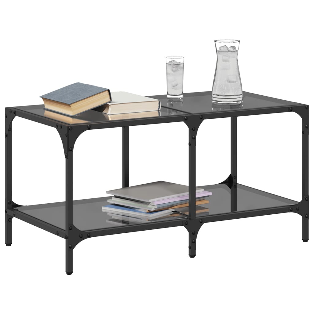 VidaXL Salontafel met zwart glazen blad 78,5x40x40 cm staal