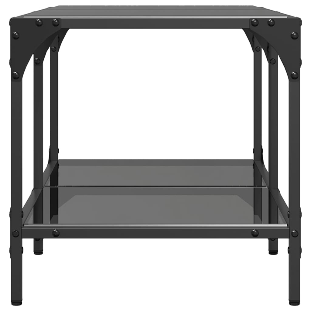 VidaXL Salontafel met zwart glazen blad 78,5x40x40 cm staal