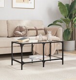 VidaXL Salontafel met transparant glazen blad 78,5x40x40 cm staal
