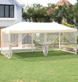 VidaXL Partytent inklapbaar met zijwanden 3x6 m crèmekleurig