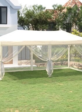 VidaXL Partytent inklapbaar met zijwanden 3x6 m crèmekleurig