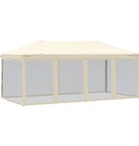 VidaXL Partytent inklapbaar met zijwanden 3x6 m crèmekleurig