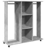 VidaXL Kledingkast met wielen 102x38x110 cm bewerkt hout betongrijs