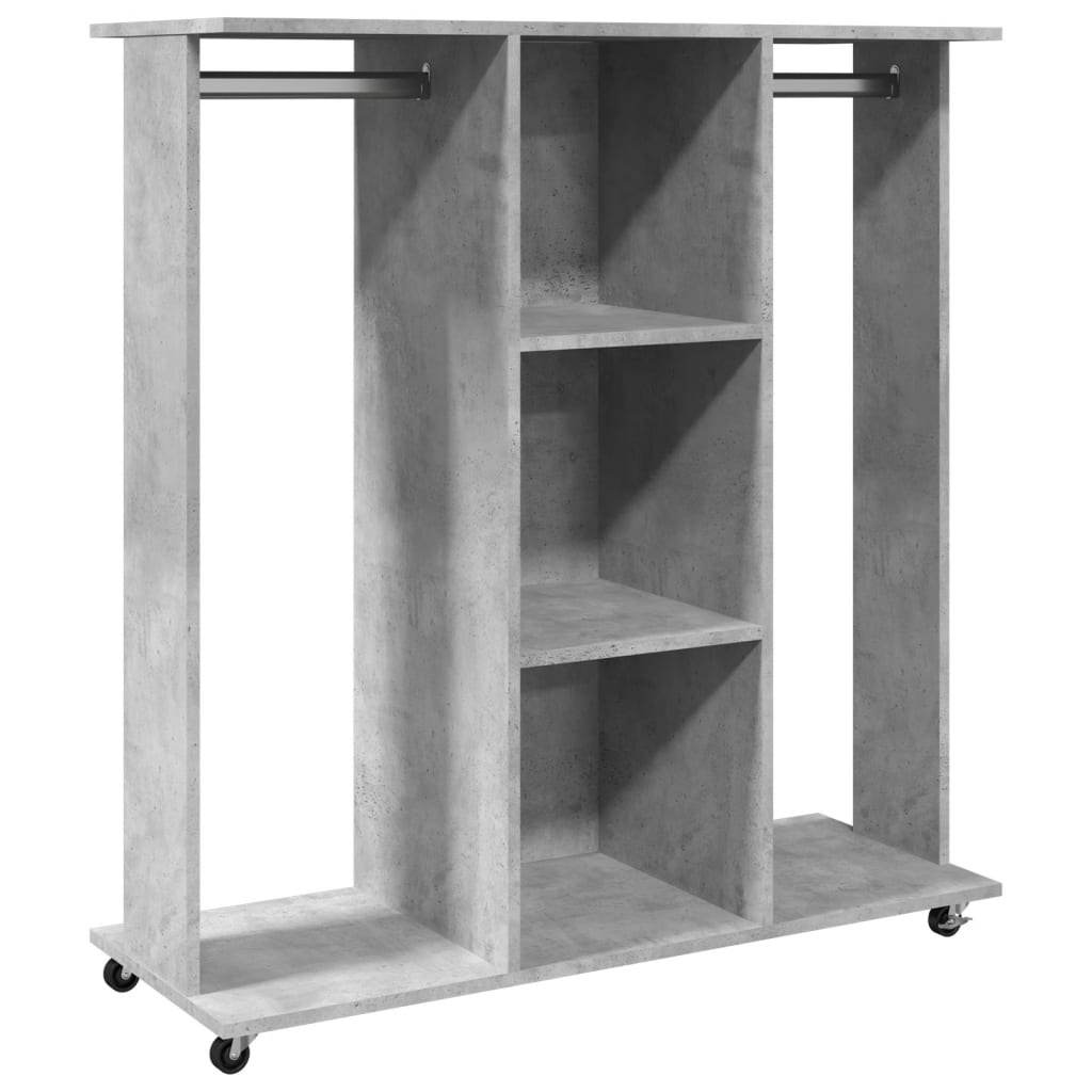 VidaXL Kledingkast met wielen 102x38x110 cm bewerkt hout betongrijs