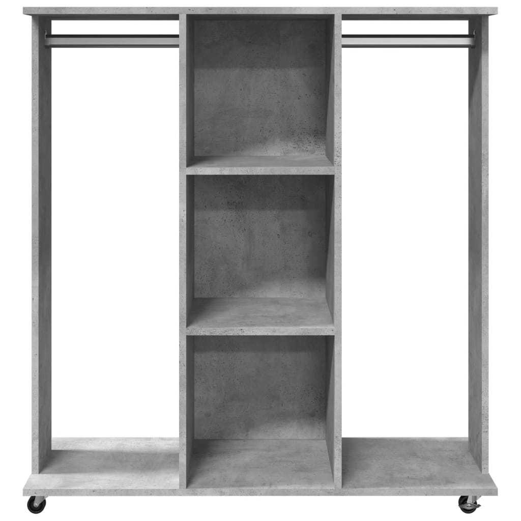 VidaXL Kledingkast met wielen 102x38x110 cm bewerkt hout betongrijs